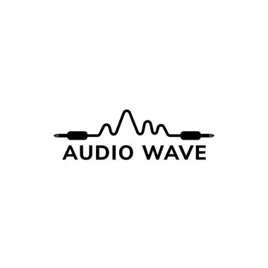 Audio Wave Logo Design Template, Cable Jack Logo Concept, Black and White