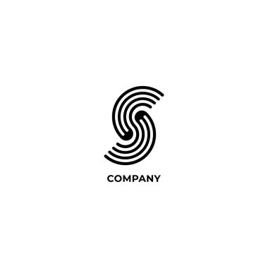 Letter S Alphabetic Logo Design Template, Wave Line Logo Concept, Black and White