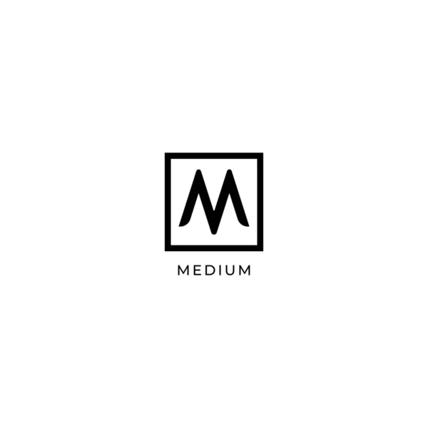 Letra M Logo Design Template, Square Logo Concept, Blanco y Negro, Simple & Clean — Vector de stock