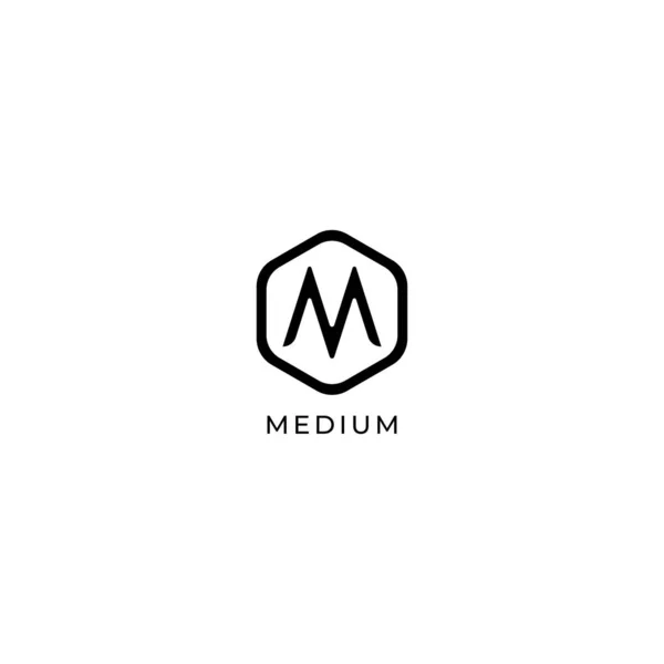 Letter M Logo Design Template, Hexagon Logo Concept, Black & White, Simple & Clean — Stock Vector