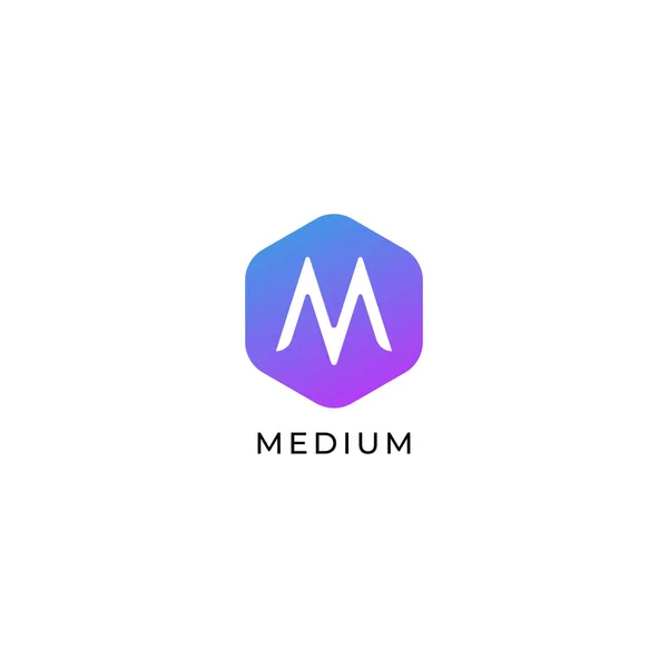 Letter M Logo Design Template, Colorful Hexagon Logo Concept, Simple & Clean — Stock Vector