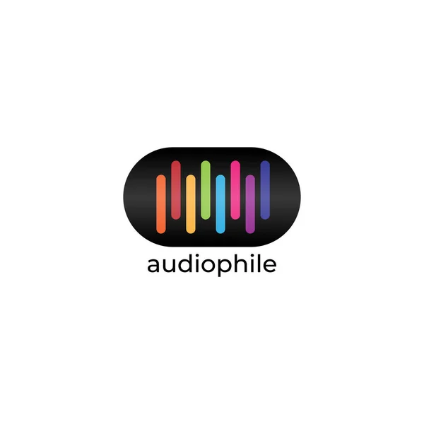 Logo visuel de capsule de spectre d'onde audio, vecteur arrondi de conception de barre de spectre, modèle de logo audio, coloré, fond blanc — Image vectorielle