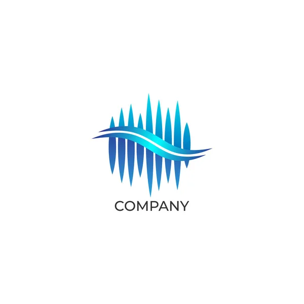 Audio Wave Spectrum Visual Logo, Sharp Spectrum Bar Design Vector,Audio Logo Template, Blue, White Background — Stock vektor