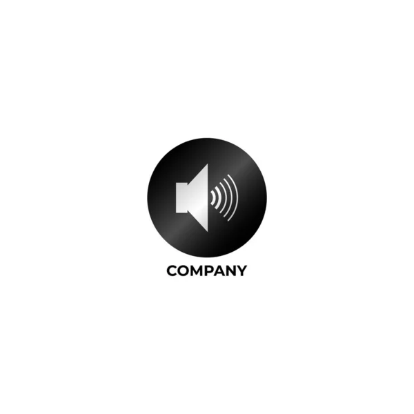Speaker Sound Logo Concept, Audio Signal Design Vector, zwart-wit Logo Template — Stockvector