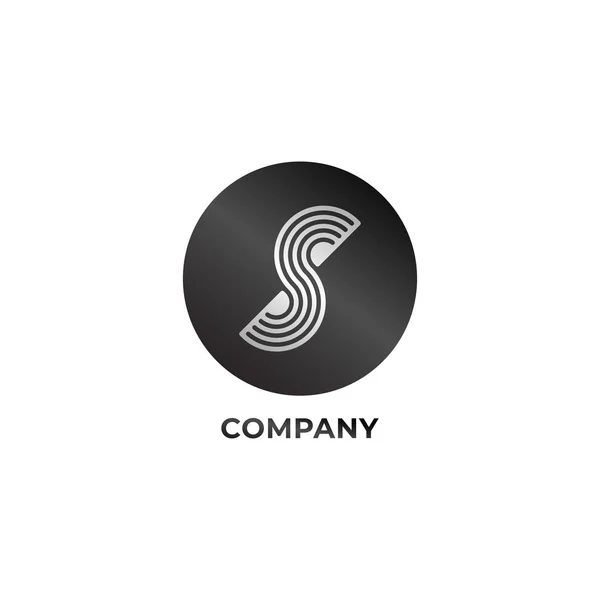 Letter S Alphabetic Logo Design Template, Wave Line Logo Concept, Black and White, Rounded, Ellipse — Stock vektor