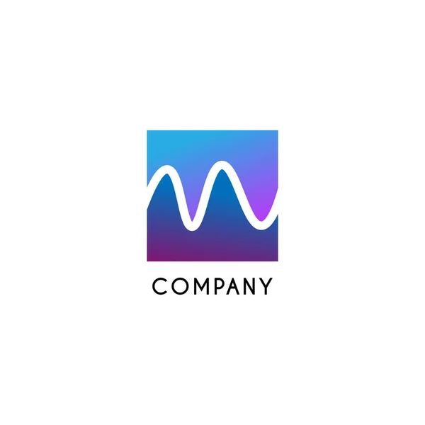 Conceito colorido do projeto do logotipo da montanha da onda, modelo quadrado do logotipo — Vetor de Stock