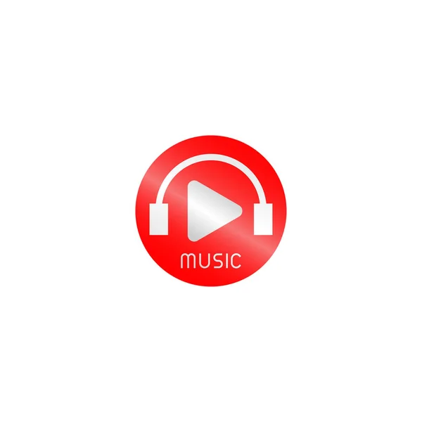 Audio Streaming Channel Logo Design Concept, Red, White, Rounded Ellipse Logo Template — стоковий вектор