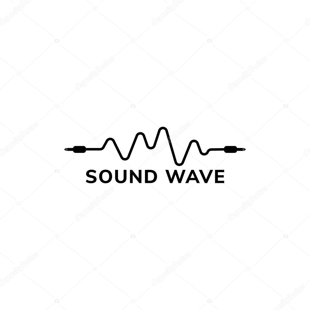 Audio Wave Logo Design Template, Cable Jack Logo Concept, Black and White, Audiophile Illustration, Audio Equipment, Vector Project EPS 10