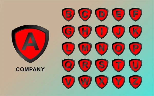 Γράμμα από A έως Z αλφάβητο Shield Logo Bundle, Security Logo Concept, Abjad Logo Pack — Διανυσματικό Αρχείο