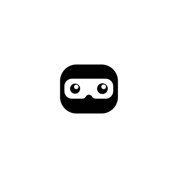 Cute Ninja Head Logo Concept, Black Ninja Design Template, Kid Ninja Vector Icon, Superhero Character, E Sport Logo, Στρογγυλεμένο Λογότυπο — Διανυσματικό Αρχείο