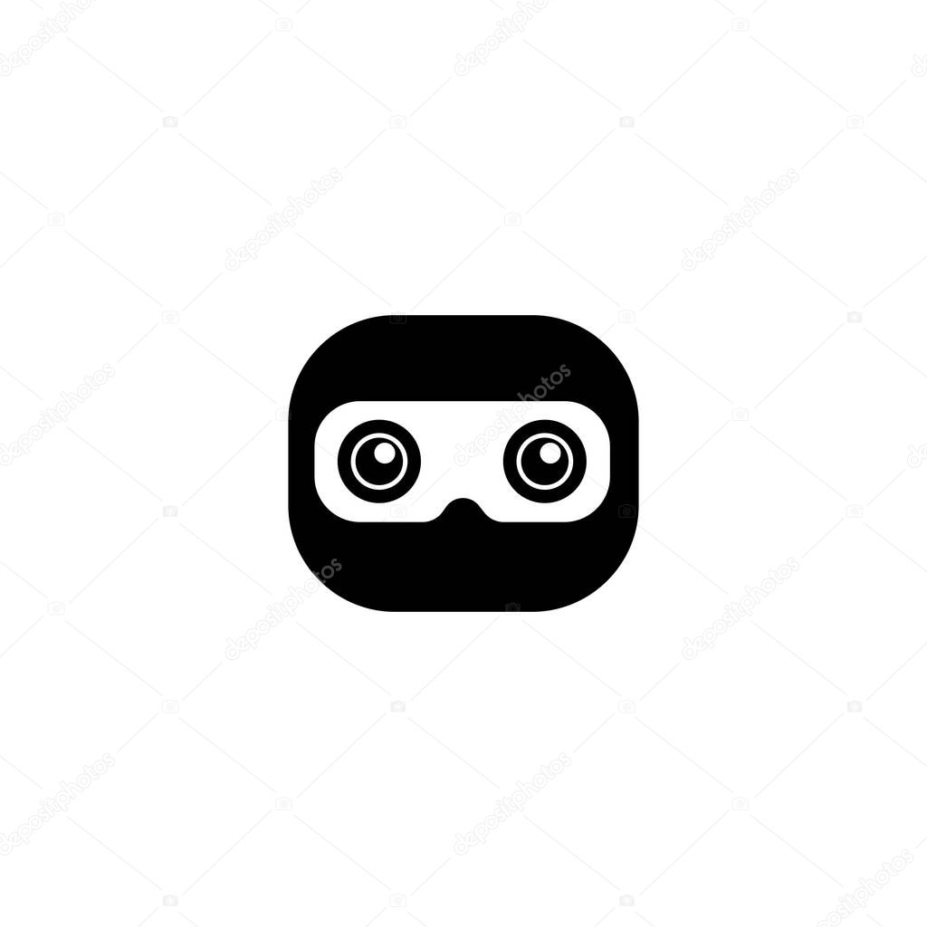 Cute Ninja Head Logo Concept, Black Ninja Design Template, Superhero Character, Kid Ninja Vector Icon, E Sport Logo, Rounded Shape