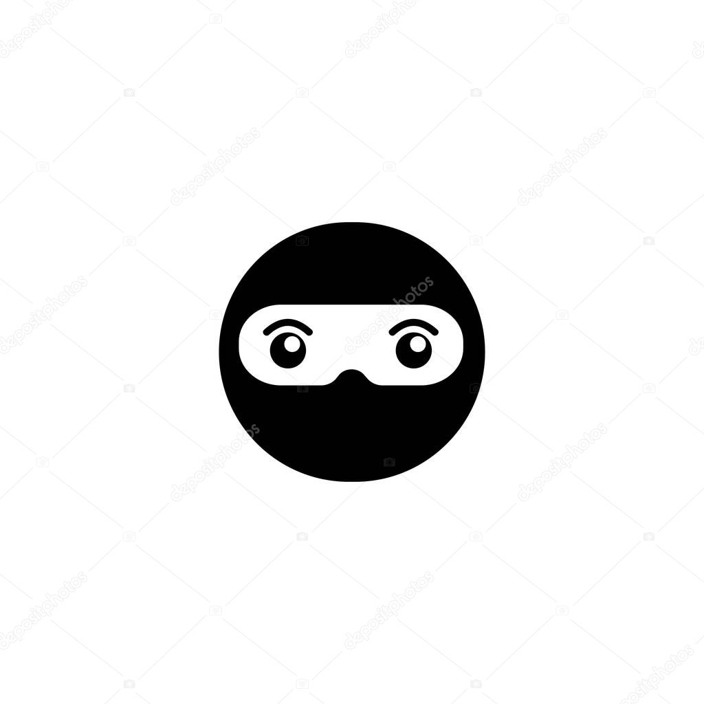 Cute Ninja Head Logo Concept, Black Ninja Design Template, Superhero Character, Kid Ninja Vector Icon, E Sport Logo, Rounded Ellipse Shape Logo Style