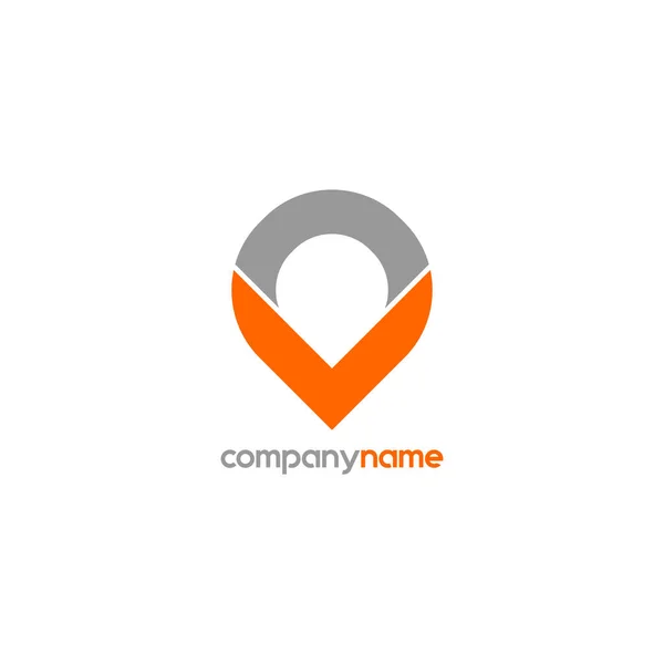 Letter VO or OV Alphabet Logo Design Template, Map Icon Logo Concept, Monogram Logotype, Pictogram Style, Pin Pointer Location, Gray Orange, Destination Marker — Stock Vector