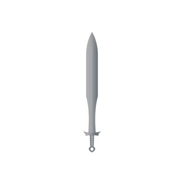 Beyaz arka planda izole edilmiş metal bir kılıç. Fantezi Savaşçısı silah tasarımı Silhouette. Gerçekçi vektör çizimi. El yapımı Hançerler ve Bıçaklar. Eps Dosya Projesi 10