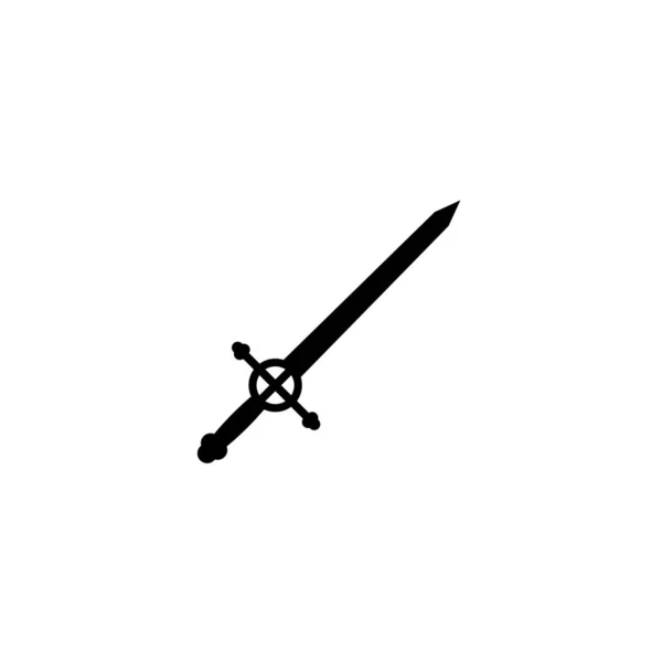 Ikona izolovaného meče na bílém pozadí. Fantazie bojovník starověké zbraně design silueta. Logo Vektorová ilustrace. Ručně tasené dýky a nože. Eps File Project 10 — Stockový vektor