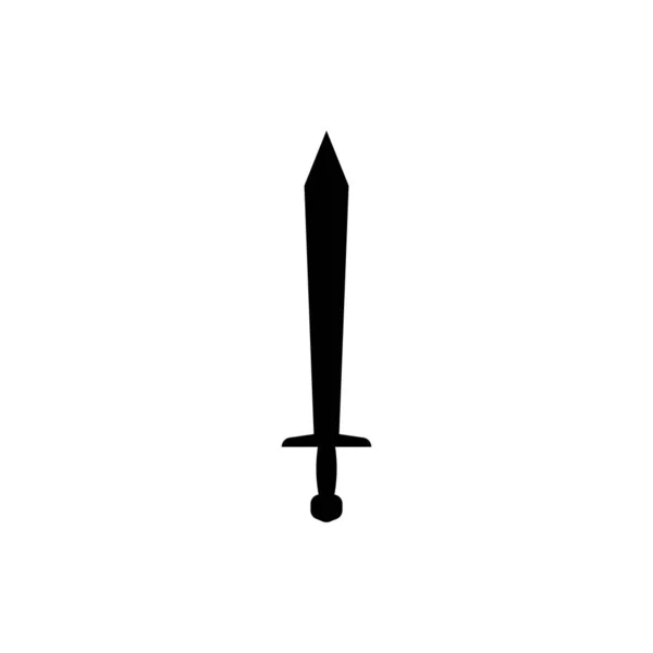 Иконка меча на белом фоне. Силуэт оружия "Воин фантазий". Логотип Векторная иллюстрация. Кинжалы и ножи ручной работы. EPS File Project 10 — стоковый вектор
