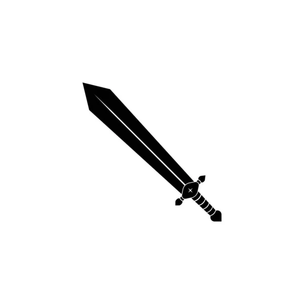 白い背景に孤立した大きな剣のアイコン。ファンタジー戦士用武器のデザインシルエット。ロゴベクトルイラスト。手描きの短剣とナイフ。Epsファイルプロジェクト10 — ストックベクタ
