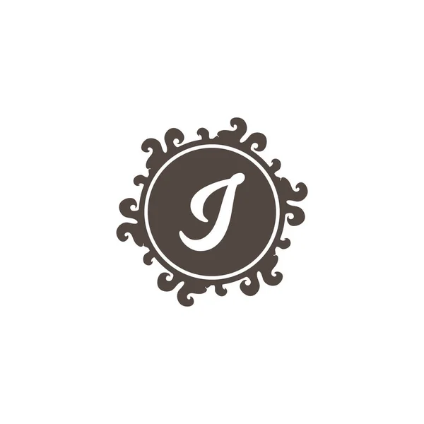 Carta I logotipo do alfabeto decorativo isolado no fundo branco, elegante Curl & Floral Logo Concept, Brown Bege Luxo Inicial Abjad Logo Design Template. Projeto de arquivo EPS 10 —  Vetores de Stock