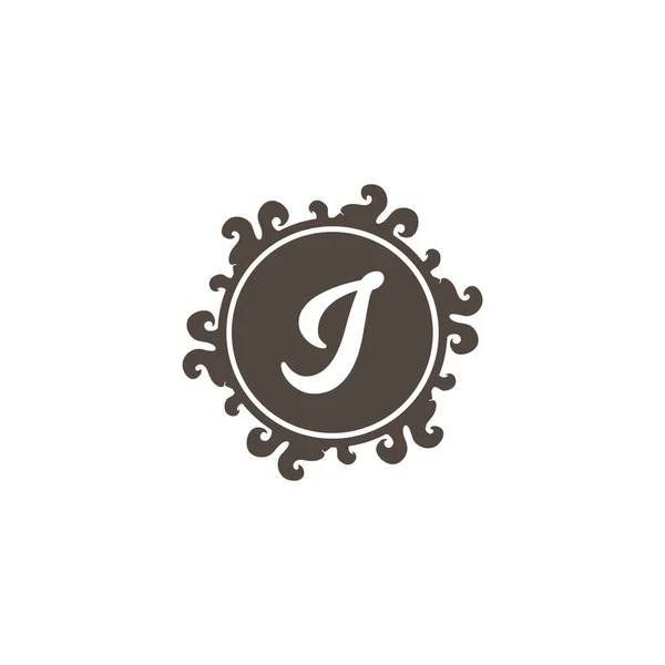 Levél I Dekoratív ábécé Logó elszigetelt fehér háttér, Elegáns Curl & Floral Logo Concept, Barna bézs Luxury Initial Abjad Logo Design Template. Eps 10 Fájlprojekt — Stock Vector