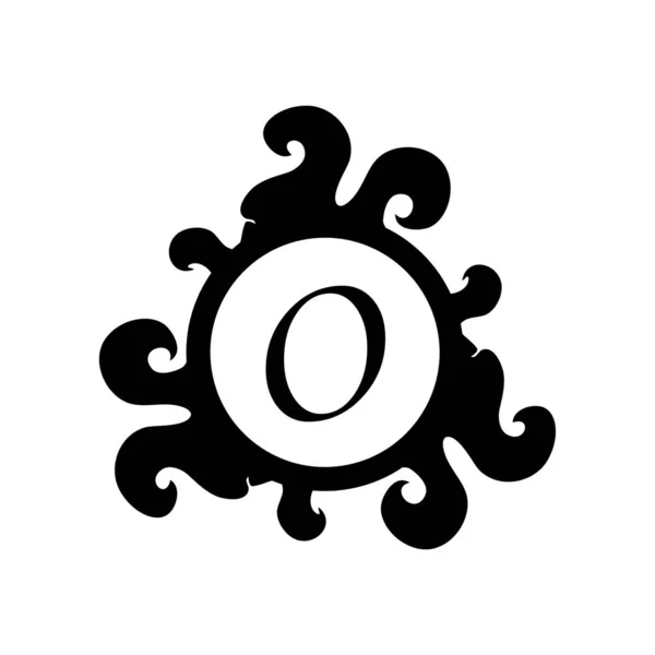 Levél O dekoratív ábécé logó elszigetelt fehér háttér. Elegáns Curl & Floral Logo koncepció. Luxus fekete Kezdeti Abjad Logo Design Sablon. Eps 10 Fájlprojekt — Stock Vector