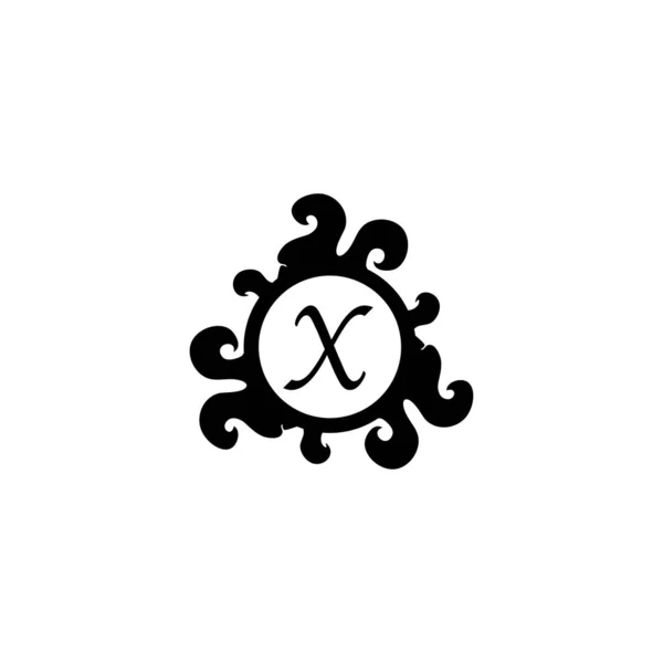 Levél X dekoratív ábécé logó elszigetelt fehér háttér. Elegáns Curl & Floral Logo koncepció. Luxus fekete Kezdeti Abjad Logo Design Sablon. Eps 10 Fájlprojekt — Stock Vector