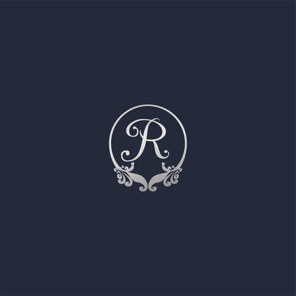 Lettera Decorativo Corona Anello Alfabeto Logo Isolato Sfondo Blu Navy — Vettoriale Stock