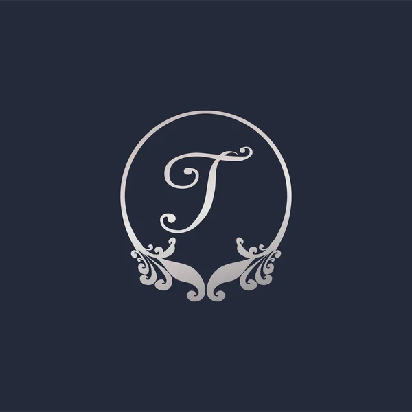 Carta Decorativo Coroa Anel Alfabeto Logotipo Isolado Fundo Azul Marinho —  Vetores de Stock
