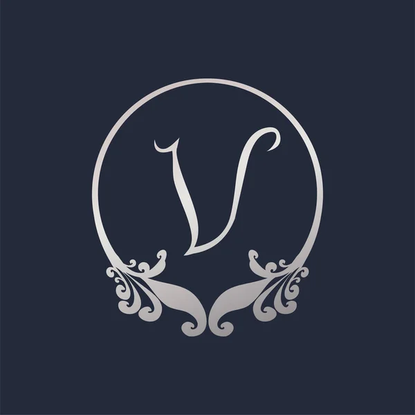 Letra Corona Decorativa Anillo Alfabeto Logo Aislado Sobre Fondo Azul — Vector de stock