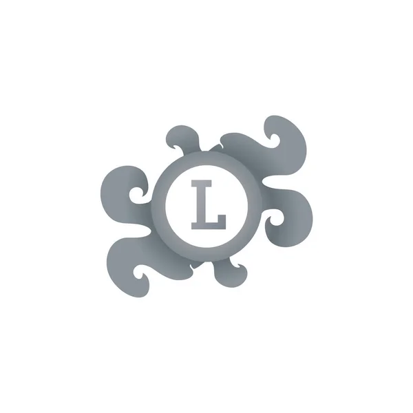Letra Logotipo Decorativo Alfabeto Broche Isolado Fundo Branco Elegante Curl —  Vetores de Stock