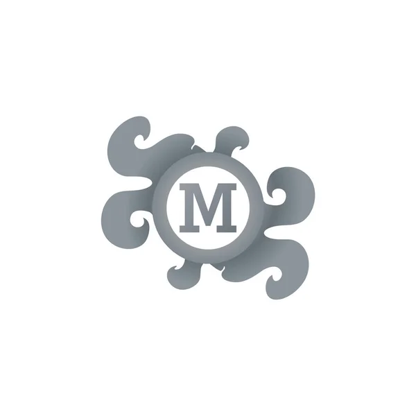 Letter Decorative Brooch Alphabet Logo Isolated White Background Elegant Curl — Wektor stockowy