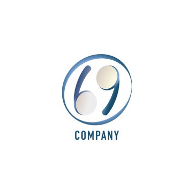Küçük harf bg alfabe logo tasarım şablonu beyaz arkaplanda izole edildi. 69 Numara Pozisyonlu Mavi Tws Kulaklık simgesi. Resimli Monogram logosu, Halka Şekli Elementi