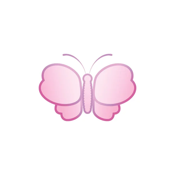 上から見たピンク色の蝶のロゴデザインテンプレート 動物のロゴコンセプト白い背景に隔離されています ピンクバイオレットマシュマログラデーションカラー 美容やファッション製品に適しています 絵文字ロゴタイプ — ストックベクタ