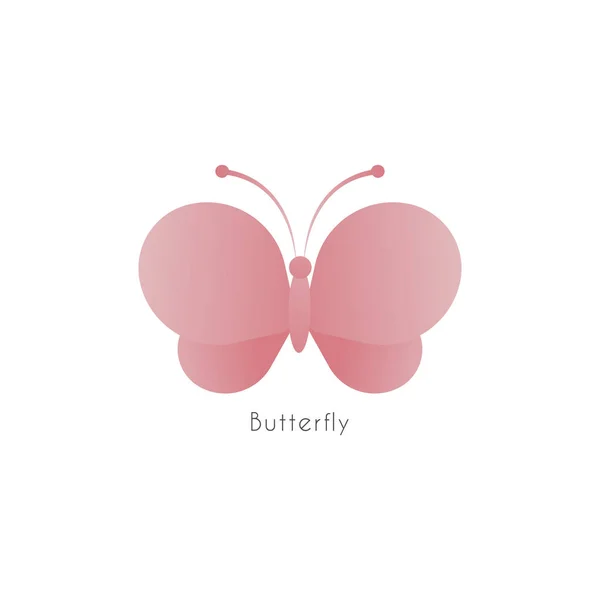 Yuvarlak Kanatlı Güzel Uçan Serçe Kelebeği Tepeden Resmedilmiş Logo Tasarım — Stok Vektör
