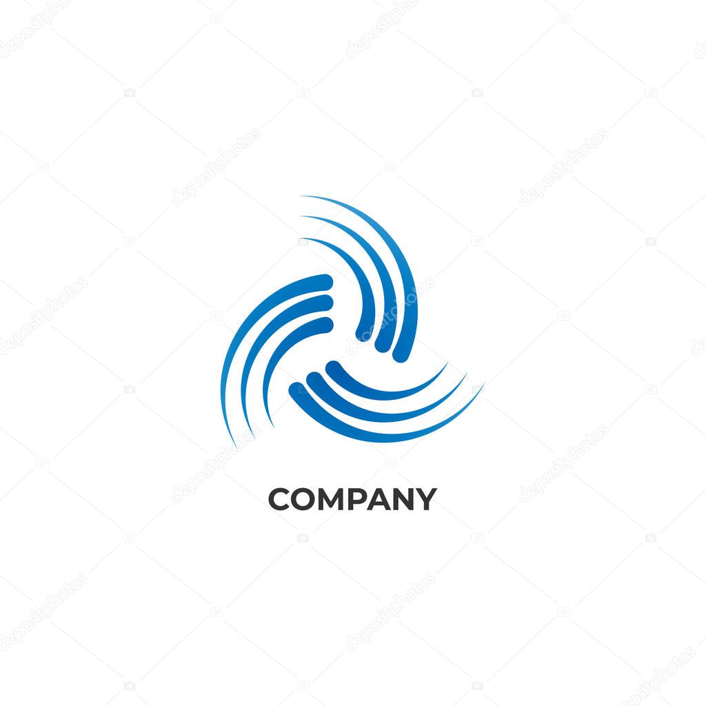 Blue vortex logo design template. Hurricane icon. Tornado logo concept isolated on white background