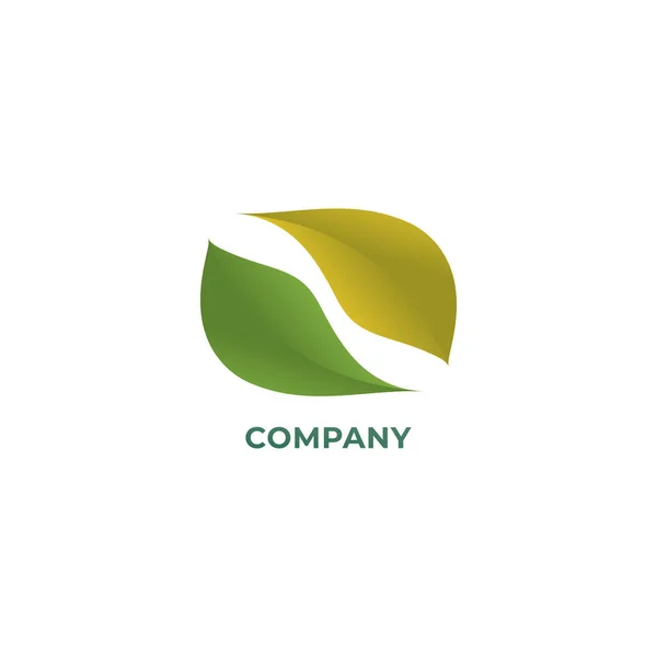 Ilustracja Dwóch Liści Zielony Zwracając Się Żółtego Wzór Logo Natury — Wektor stockowy