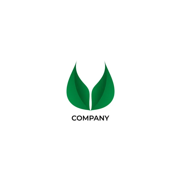Ilustración Hojas Verdes Gemelas Plantilla Diseño Logotipo Nature Guarde Nuestro — Vector de stock