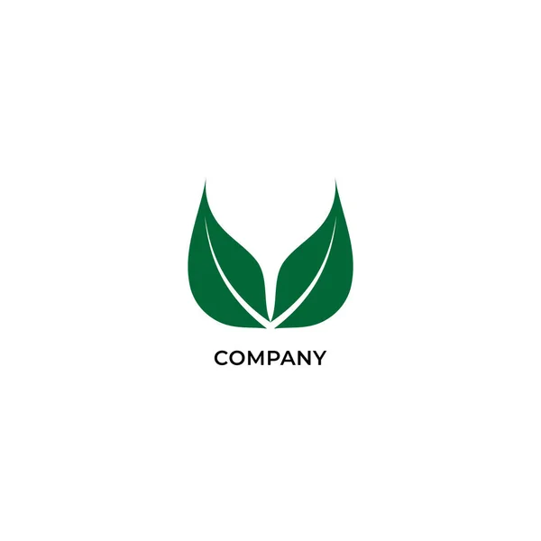 Ilustración Hojas Verdes Gemelas Guarde Nuestro Concepto Logotipo Planeta Aislado — Vector de stock