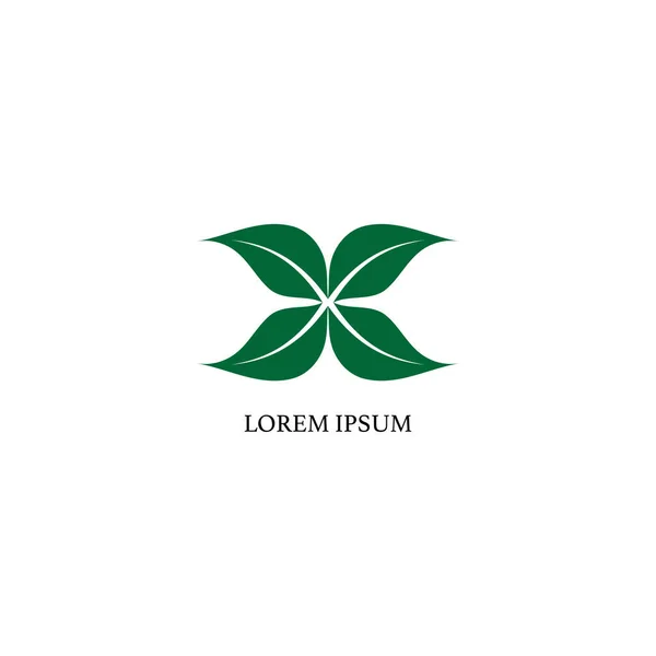 List Zilustrowany Zielonymi Liśćmi Szablon Projektu Logo Koncepcja Logo Przyrody — Wektor stockowy