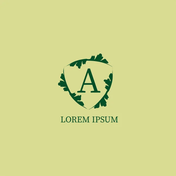 Litera Alfabetyczny Szablon Projektu Wyizolowany Zielono Beżowym Kolorze Dekoracyjny Kwiatowy — Wektor stockowy