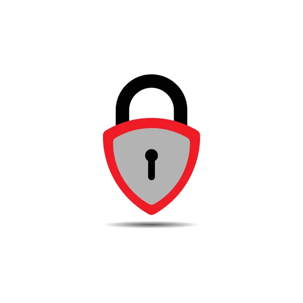 Lockdown Sign Illustration Isolated White Background Red Gray Shield Padlock — Stock Vector