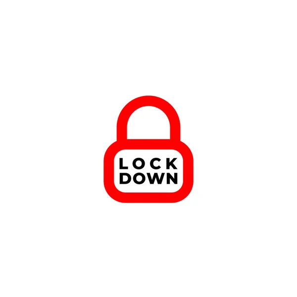 Lockdown Sign Illustration Isolated White Background Red Padlock Shape Icon — Stock Vector