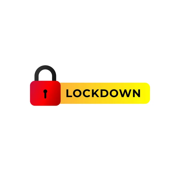 Lockdown Sign Illustration Isolated White Background Red Padlock Icon Yellow — Stock Vector