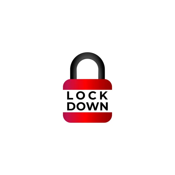 Lockdown Sign Illustration Isolated White Background Red Padlock Icon Security — Stock Vector