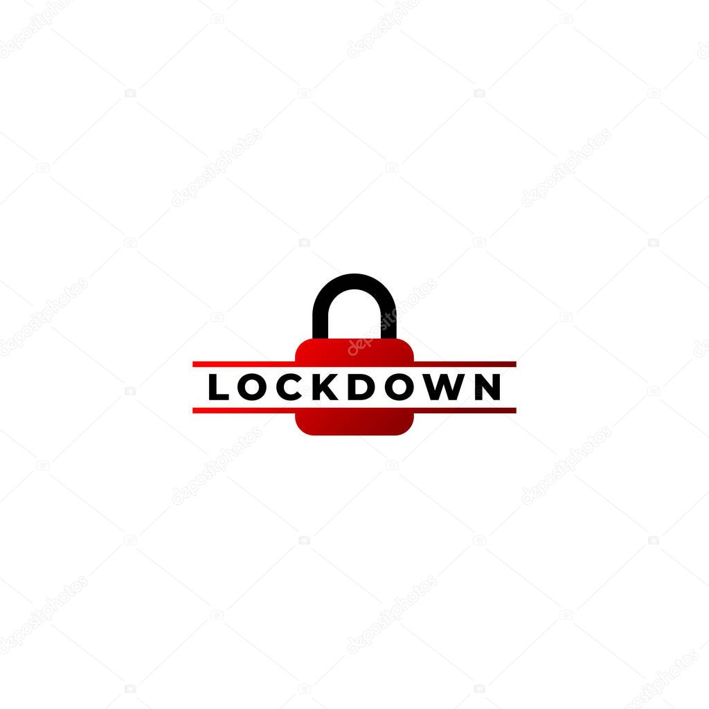 Lockdown sign illustration isolated on white background. Lock logo template. Red padlock icon Security logo concept. Protection design element. 