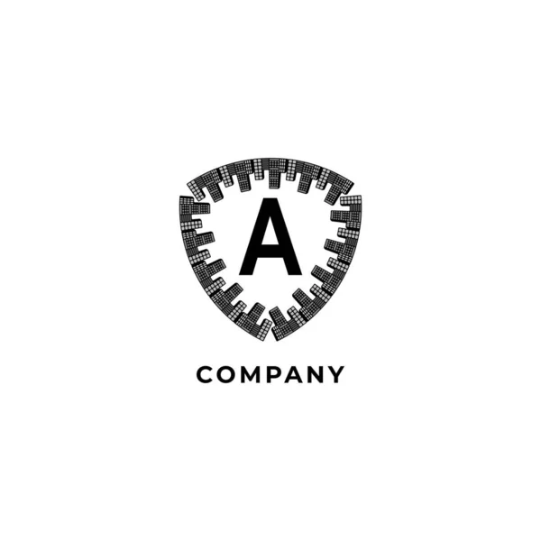 手紙アルファベットのロゴデザインテンプレート 白い背景に隔離された町のシールドイラスト セキュリティ 保護のロゴコンセプト — ストックベクタ