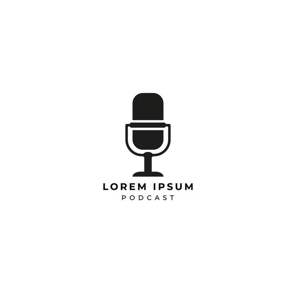 Erillinen Minimal Podcast Logo Suunnittelu Malli Valkoisella Taustalla Musta Lauhdutin — vektorikuva