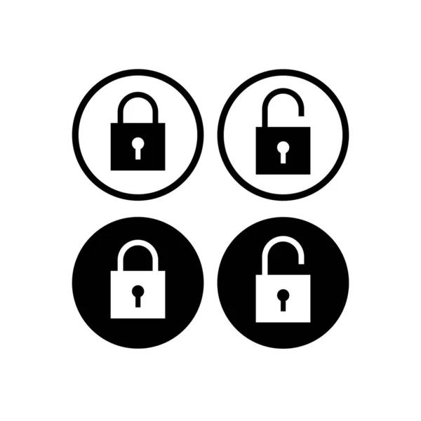 Minimal Lock Unlock Button Set Square Padlock Icon Vector Illustration — Stock Vector