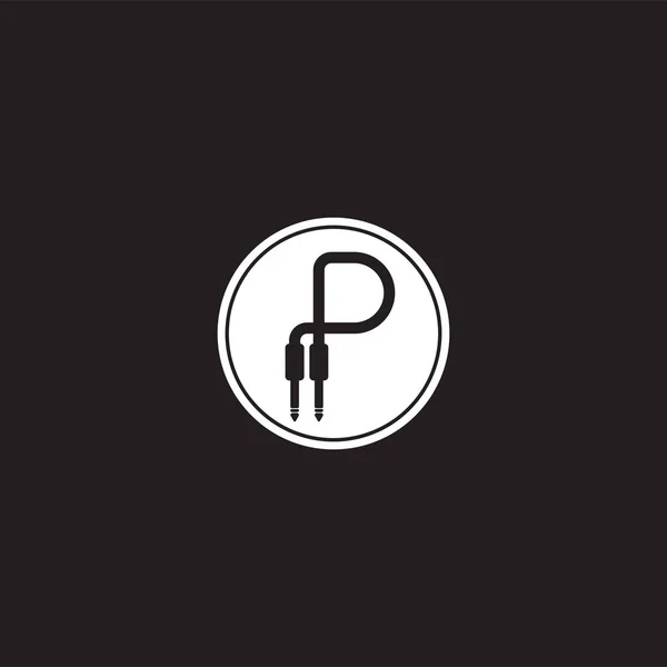 Plantilla Diseño Logotipo Audio Cable Jack Logo Concept Forming Letra — Archivo Imágenes Vectoriales