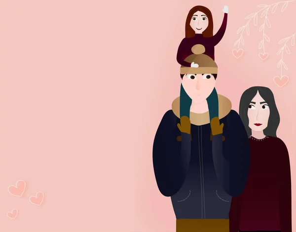 Célébration Saint Valentin Famille — Image vectorielle