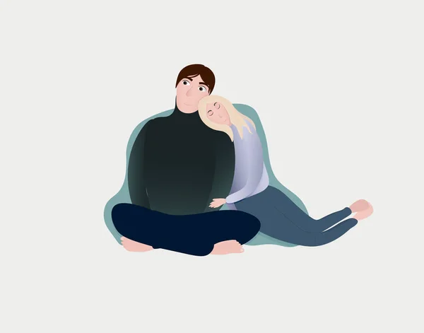 Couple Endormi Parents Fatigués Illustration Vectorielle — Image vectorielle